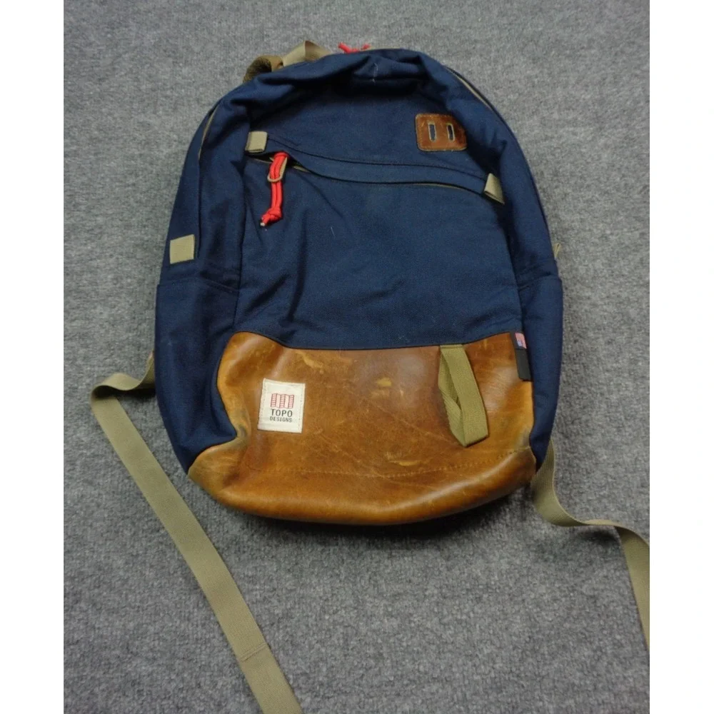 Topo Designs Daypack Blue Backpack Leather Base 21.6L